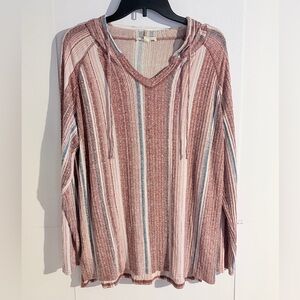 Striped V-Neck Long Sleeve Top